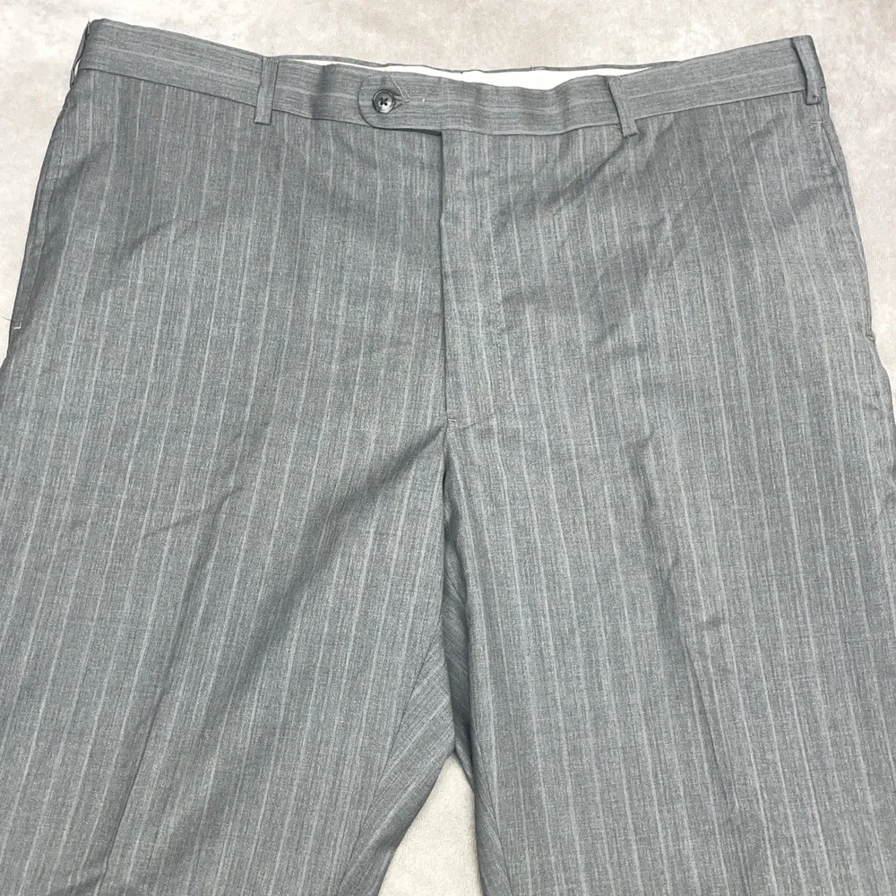 Joseph Abboud Men's 40x34.5 No Hem Gray Dress Pants 100% Wool Striped Flat Front